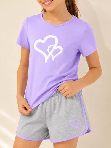 Image of Girl's 2 Piece Outfits Cute Summer T-Shirt and Graphic Shorts Clothing Sets