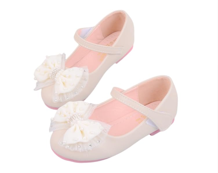 Girls Dress Shoes Mary Jane Flower Girl Low Heels Princess Shoes for Wedding Party 8005