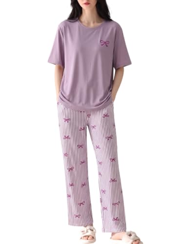 Image of Louis Luxe Cotton Blend Womens Korean Night Dress || Full Pyjama Set ||Korean Nightsuit || Women Nightwear ||Round Neck Full Sleeve Nightsuit || Loungewear || Everyday Nightdress (ND-10)