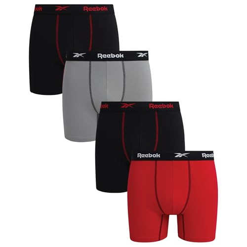 Reebok Mens Boxer Briefs Soft Athletic with Contour Pouch 4 Pack 6'' Inseam - image 1