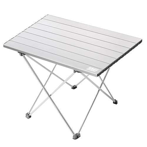 HAEGS Full Alüminyum Katlanır Kamp Sehpası, Piknik, BBQ, Balıkçılık, Doğa Aktiviteleri, Plaj için Kolay Taşınabilir Kompakt Outdoor Ultra Hafif Kamp Masası Orta Boy - Gümüş