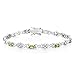 Gem Stone King Peridot & Diamond Accent 925 Sterling Silver 7 Inch Tennis Bracelet (4.00 cttw, Peridot: 6x4mm, Diamond: 0.09 mm)