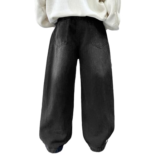 Tween Boys Baggy Jeans Elastic Waistband Wide Leg Denim Pants with Pockets, Casual Black Jeans for Boys3