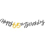 Black Gold 65th Birthday Decorations Banner for Women Men, Happy 65th Birthday Black Gold Banners Him Her Party Supplies Decorations - Image 1