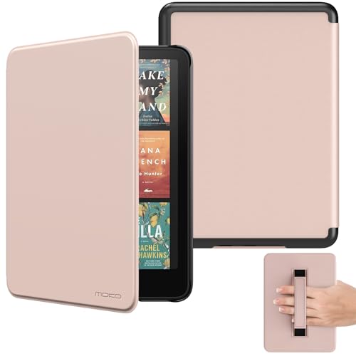 MoKo Funda para 7' Ebook Reader(12ª Generación-2024) y E-Reader 2024/2025, Funda Ligera con Correa Auto Wake/Sleep para Ebook Reader 2024, No para TCL Remarkable Kobo, Oro de Rosa