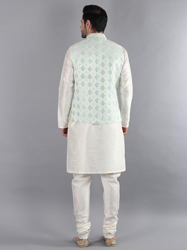 Image of Uri and MacKenzie Men's Silk Blend Kurta Pajama with Designer Ethnic Nehru Jacket /Modi Jacket