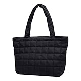 Bolso de búfer otoño invierno mujeres bolsa de transporte acolchado bolsos bolsos de mano patrón rombo bolso de la compra mujeres sólido bolso de hombro bolsa, Negro