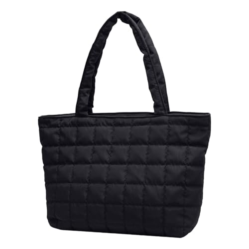Bolso de búfer otoño invierno mujeres bolsa de transporte acolchado bolsos bolsos de mano patrón rombo bolso de la compra mujeres sólido bolso de hombro bolsa, Negro Bolso de búfer otoño invierno mujeres bolsa de transporte acolchado bolsos bolsos de mano patrón rombo bolso de la compra mujeres sólido bolso de hombro bolsa, Negro