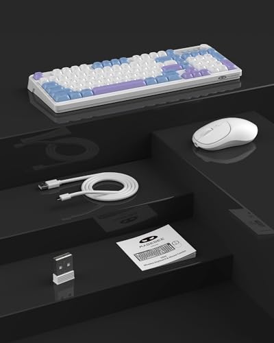 MageGee Combo de teclado e mouse para jogos sem fio V560, teclado mecânico recarregável com retroilu