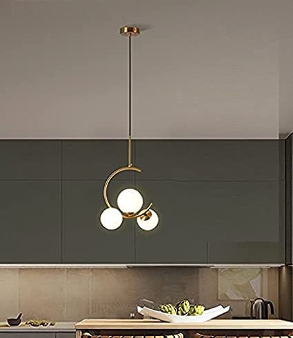 Image of Wall Lamp Chandelier Pendant Light, Home Decor for Bedroom, Living Room, Hallway, Cafe, Hotel, Restaurant (3 Moon Hanging LAMP with LED Bulb Pack of 1)