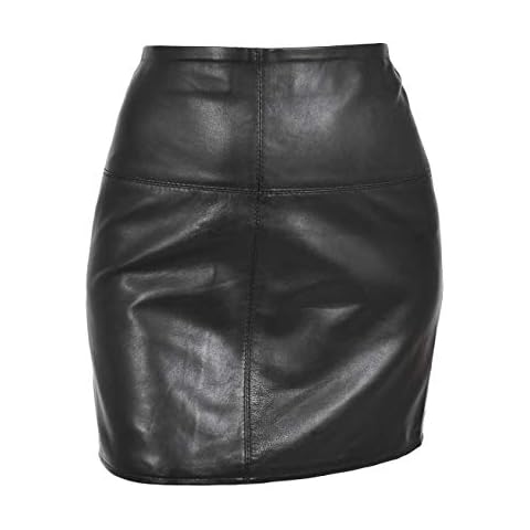 A1 FASHION GOODS Womens Real Soft Black Leather Mini Skirt 16" Long Hot Sexy Club Party Wear Ivy (14) Cover