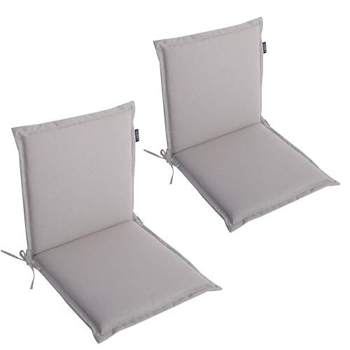 LILENO HOME Gartenstuhl Auflagen als [2er Set - Niedriglehner] in Creme - Bequeme Liegen als Sitzauflagen für Gartenmöbel - Stuhlkissen für Gartenstühle und Klappstühle Malt