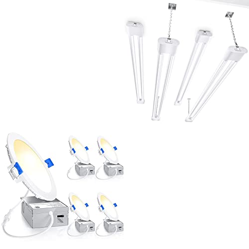 Ensenior LED Recessed and Utility Shop Light Bundle #TOP17