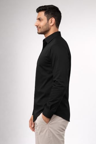 Image of Men's Solid Casual Shirt | Casual Plain Button Down Shirt for Men | Regular Fit Full Sleeves Smart Formal & Casual Wear