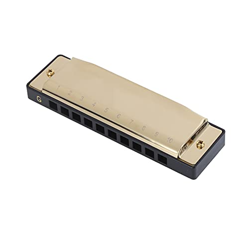 Harmonica, ABSmetal Playing Harmonica 20 Tone Harmonica for Beginner for Professional (Gold)