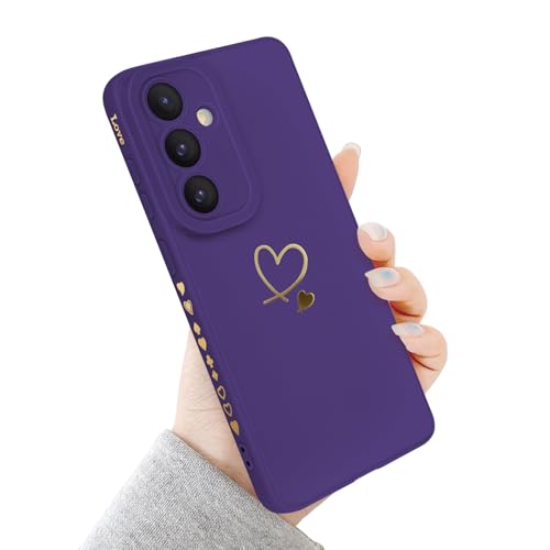 Newseego Coque pour Samsung Galaxy S26 Plus 5G, Doré Amour Coeur Motif Housse Silicone Doux Mignon Esthétique Antichoc Fine S26 Plus Coque Protection...
