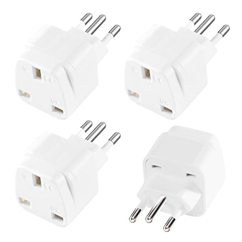 LUKELI 4 Pack UK to BRAZIL Plug Adapter Travel Plug to Brazil UK to Brazilian 3 pin plug Converter Power Adapter for BRAZIL and PARTS of South Africa (White 4 Pack)