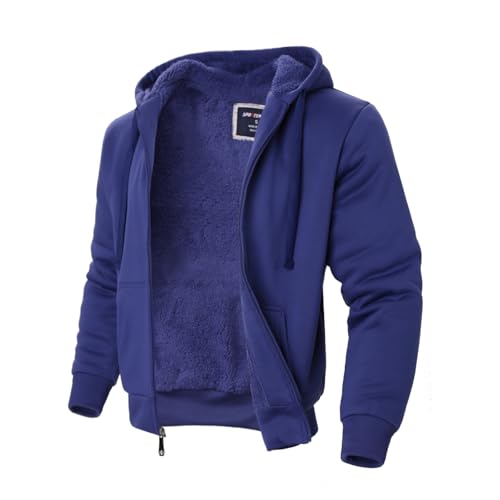 Image of LeeHanTon Sherpa Lined Hoodies for Men Heavyweight Full Zip Up Sweatshirt Thick Fleece Winter Warm Work Jackets Plus Size