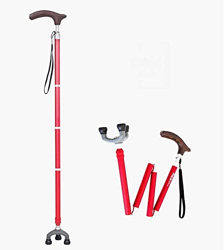 Bastón Plegable Bastón Plegable Bastón Plegable de Tres Patas Muletas portátiles para Ancianos con Esquina retráctil roja Present Bastón Plegable Bastón Plegable Bastón Plegable de Tres Patas Muletas portátiles para Ancianos con Esquina retráctil roja Present