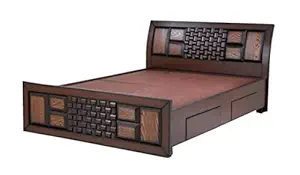 Nangli Assam Teak And Plywood Bed With Storage (Half Chocolate 78 X 60)(Queen)