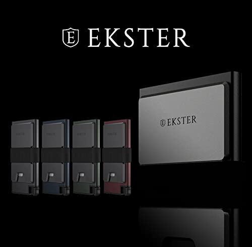 Ekster Aluminum Cardholder - 0.2-Inch Slim Minimalist Wallet - Expandable Backplate, Rfid Blocking Layer, Durable Space-Grade 6061-T6 Aluminum, 1-15 Card Storage Capacity (Midnight Blue) #TOP6