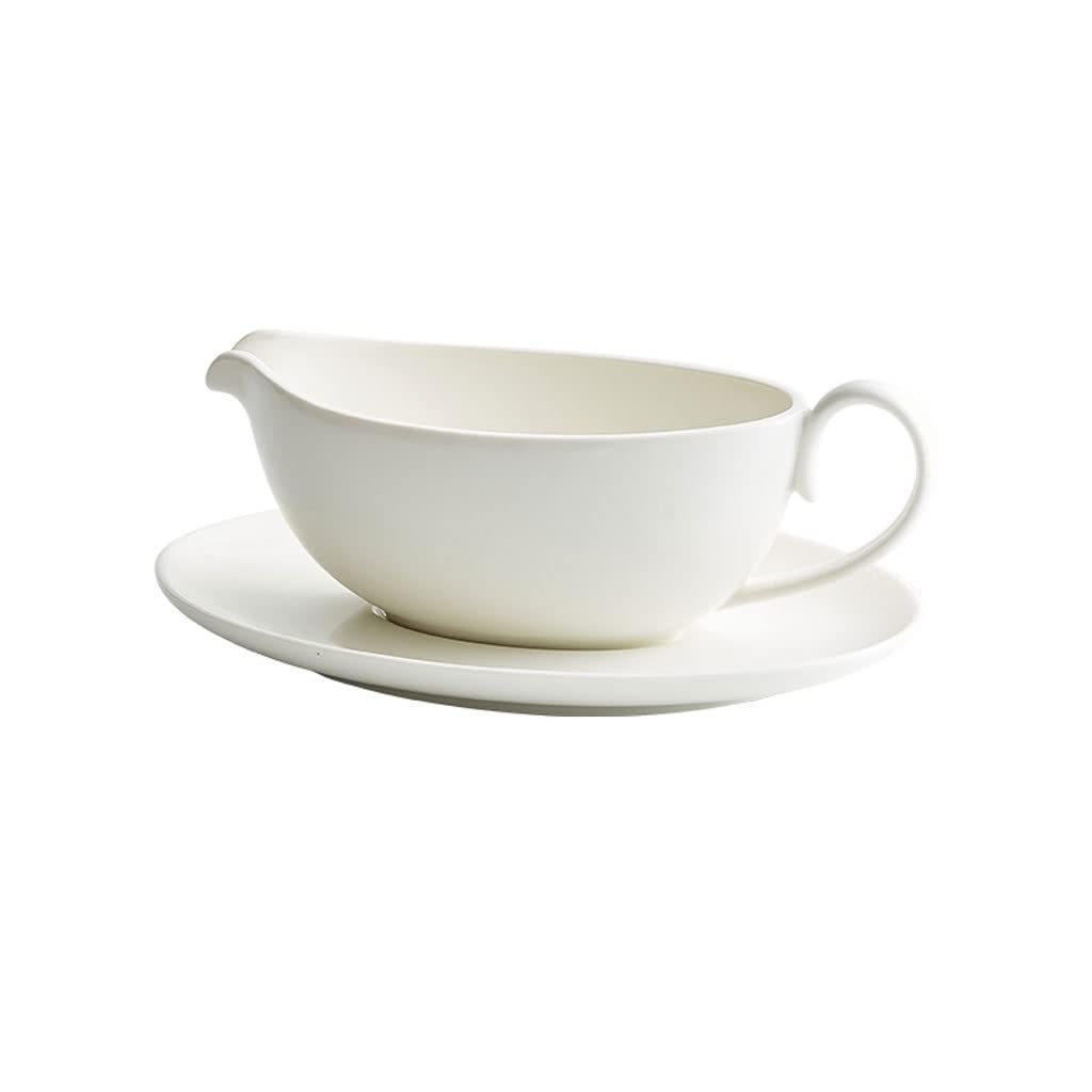 Barca per salsa di sugo facile da versare Secchio di succo di ceramica bianca della barca di sugo con piastra western tableware bistecca salsa cottura brocca di latte brocca di latte brocca di latte b
