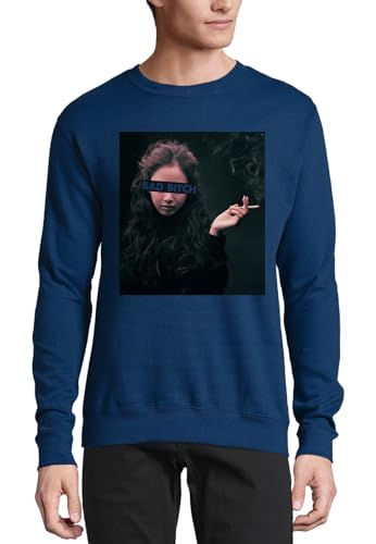 Pull en coton bleu marine Bad Bitch Smoking Cigarette, idéal pour vos sorties urbaines