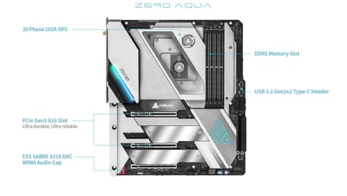 ASROCK PLACA BASE INTEL 1700 Z690 AQUA E-ATX, 4 X DDR5 6400, 90-MXBHU0-A0UAYZ - Scheda madre - Immagine 3