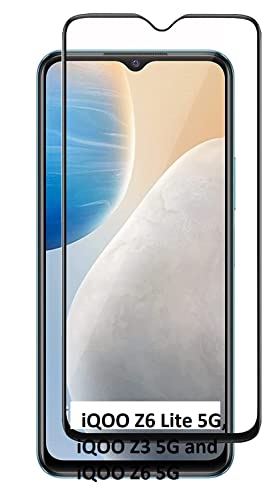 Image of ZARALA Edge to Edge Tempered Glass for iQOO Z6 Lite 5G, iQOO Z3 5G and iQOO Z6 5G (6.58 Inch) with Easy Self Installation Kit | Black