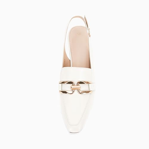 Image of Fashare Womens Slingback Heels Kitten Low Dress Shoes Closed Toe Metal Chain Elegant Work Pumps