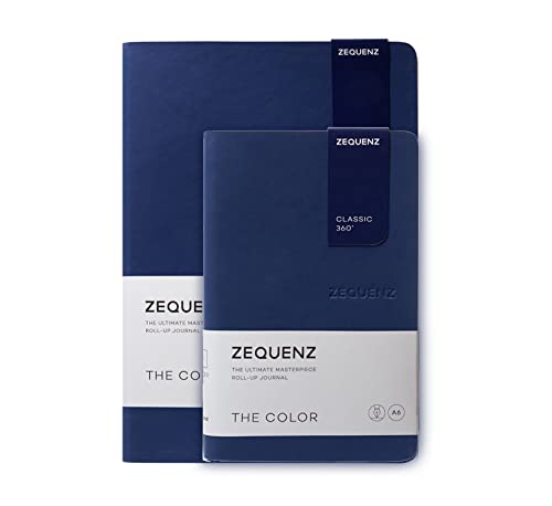 Image of Zequenz A5 & A6- Dark Navy Blue Notebook Set Blank Acid Free Paper 200 Pages Each 80GSM 360 Degree Flexibility 100% Handmade Fountain Pen Friendly Color Series Pack of 2 Notebooks
