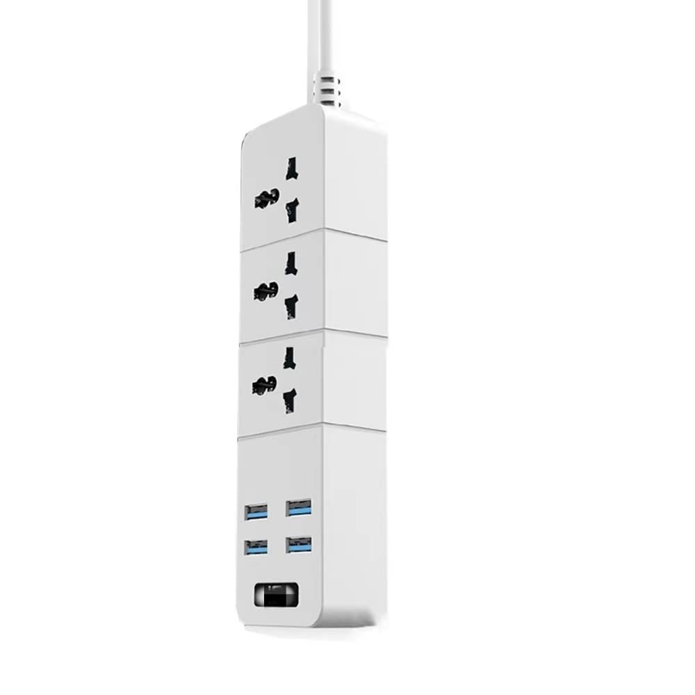 Multiple Gniazdo 10A 2500W Gniazdo AC 1/2/3 Way 4 Adapter Podróżny USB z Przełącznikiem Przedłużacz 2m PC Antywybuchowy (Kolor : 3 Outlet 4 USB, Rozmiar : AU Plug)