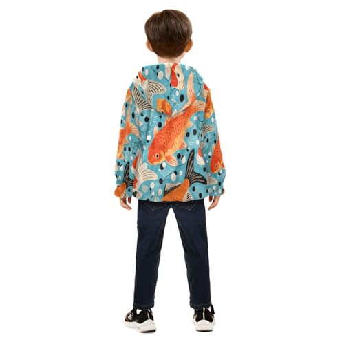 Colorful Fish Swimming in Water Toddler Fleece Jacket Girl Boys Hooded Fleece Jacket Coat Warm Outwear Zip-up 3-10T4
