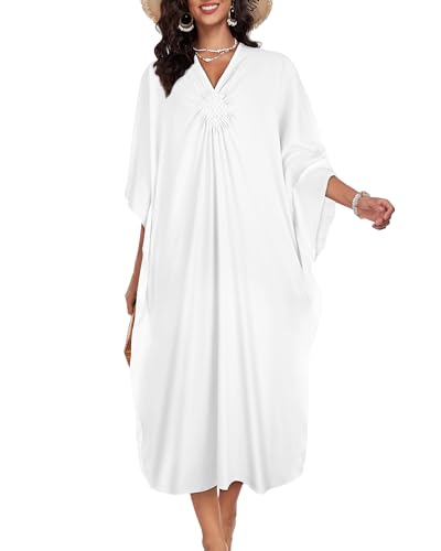Image of Kaftan Dresses for Women V Neck Caftans Batwing Sleeve Beach Cover Ups