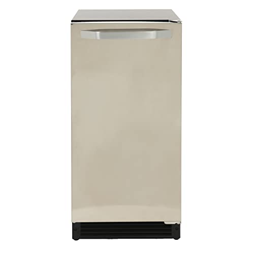 Image of DUURA DIM25C Crescent Ice Maker Front-Venting for Indoor Built-in Undercounter Use, Shallow Depth, 15-Inches Wide, 25-Lbs., Metallic