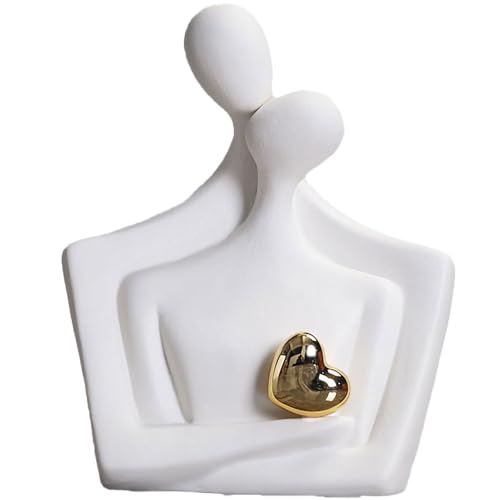 Escultura de pareja romántica en porcelana blanca