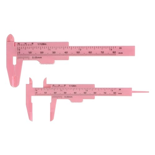 QUARKZMAN 10 szt. mini plastikowa suwmiarka 80 mm 3" suwmiarka przenośna linijka narzędzie pomiarowe (metryczne/cale) różowa