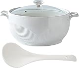 Suppe serviert Tureen mit Deckel, Keramikrund -Suppe Tureen ， Weiße Porzellan -Suppe Schüssel für Restaurantküchendekoration, Ofen und Geschirrspüler sicherWhite,1.5L
