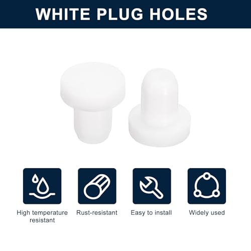Image of uxcell 20 Pieces White Rubber Stopper, S4.5 Waterproof Plug Holes for 4.5mm / 0.18 inch Hole