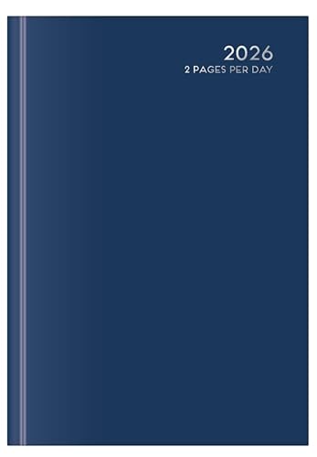 BG (2893) A5 2-Pages Page Per Day Hardback Planner Diary Organiser 2026, Choose Your Classic Colour (Navy)