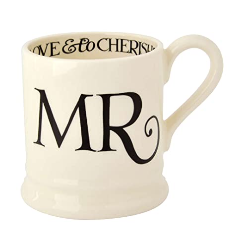 Emma Bridgewater Handmade Ceramic Black Toast Mr & Mrs Script Wedding Gift Set Of 2 Half-Pint Coffee And Tea Mugs #TOP1
