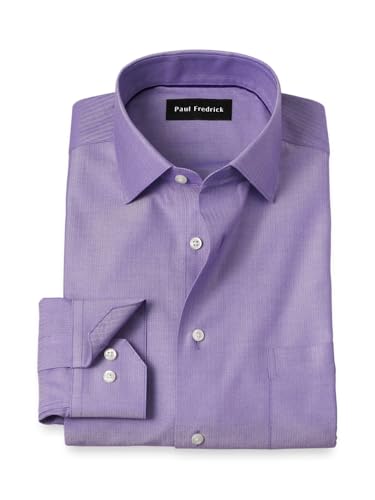 Paul Fredrick Men's Classic Fit Non-Iron Herringbone Dress Shirt
