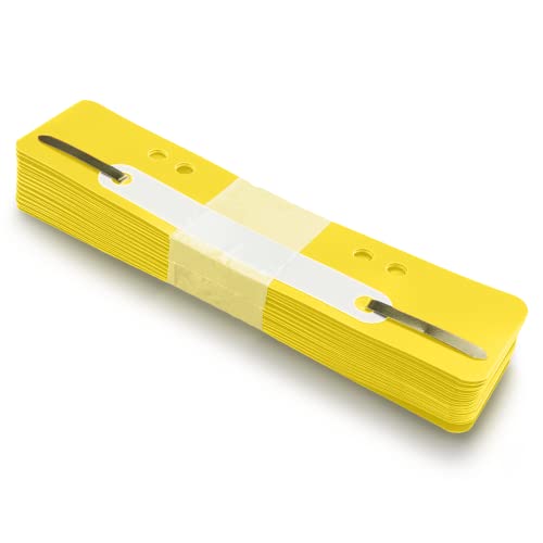 Netuno 25 tiras de archivo amarillas 34x150 mm tiras clasificadoras con broche metálico y cubierta plástica para documentos carpetas archivadores oficina escuela