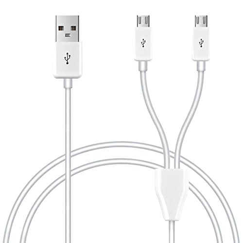 GELRHONR USB-Splitter 2 in 1 auf Micro USB mit Sync- und Ladefunktion - 1m Adapterkabel in Wei&szlig;
