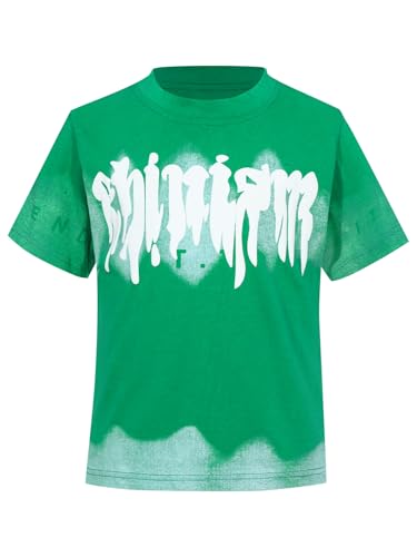 easyforever Kids Boys Sports Set Quick-dry T-shirt And Mesh Shorts With Letter Print For Football Basketball Training Green 13-14 Years 5