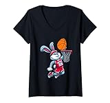 Photo Gallery donna easter bunny dunking hoop basket bunny pasqua bambini ragazzi maglietta con collo a v Photo Gallery donna easter bunny dunking hoop basket bunny pasqua bambini ragazzi maglietta con collo a v