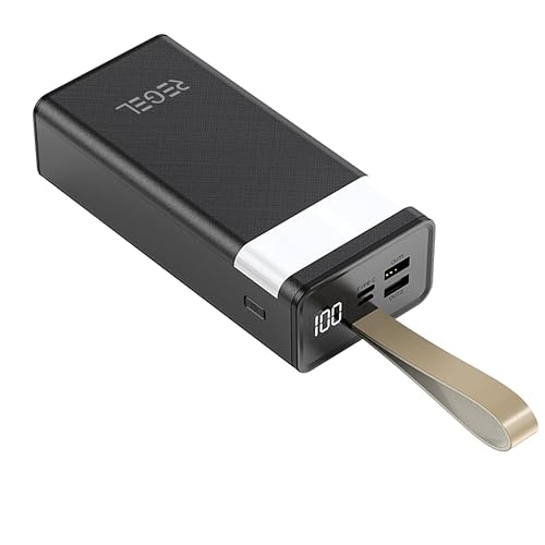 Image of REGEL Power Bank 30000mAh | 22.5W PD Fast Charge | Digital Display | Emergency Flashlight | Made in India | Dual USB-A + Type-C Output | Type-A to Type-C Data Cable