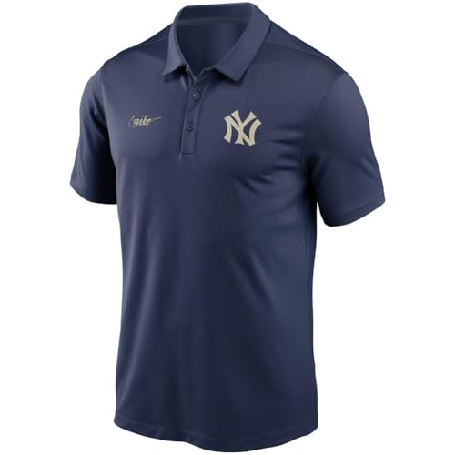Nike Men's MLB New York Yankees Cooperstown Collection Logo Franchise Performance Polo (US, Alpha, Medium, Regular, Regular, Navy)