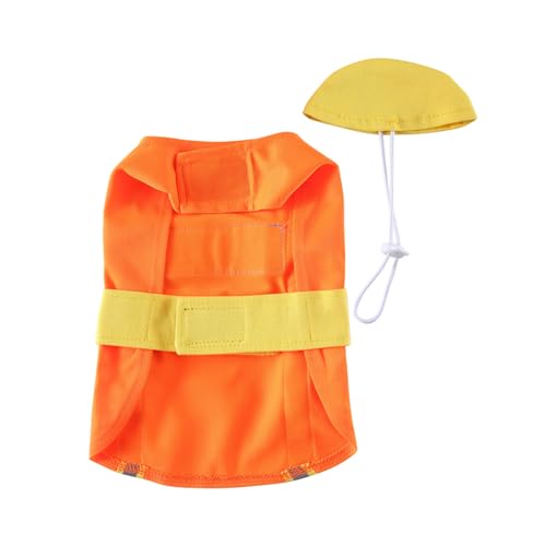 Disfraz para perro ingeniero naranja talla M