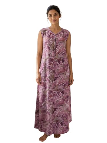 Image of 9shines Label Alpine Sleeveless Nighty | All Over Print Maxi for Women | Night wear for Women | Full Length Night Gown for Women | Night Dress for Women Stylish (Alpine Sleeveless 24)